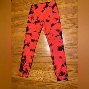 Lululemon Wunder Train High Rise 25” Tie Dye Carnation Red Black Leggings